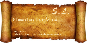 Simonics Loránd névjegykártya